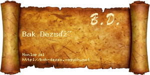 Bak Dezső névjegykártya